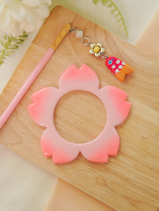 Sakura Blossom Hair Stick with Lucky Fish Charm