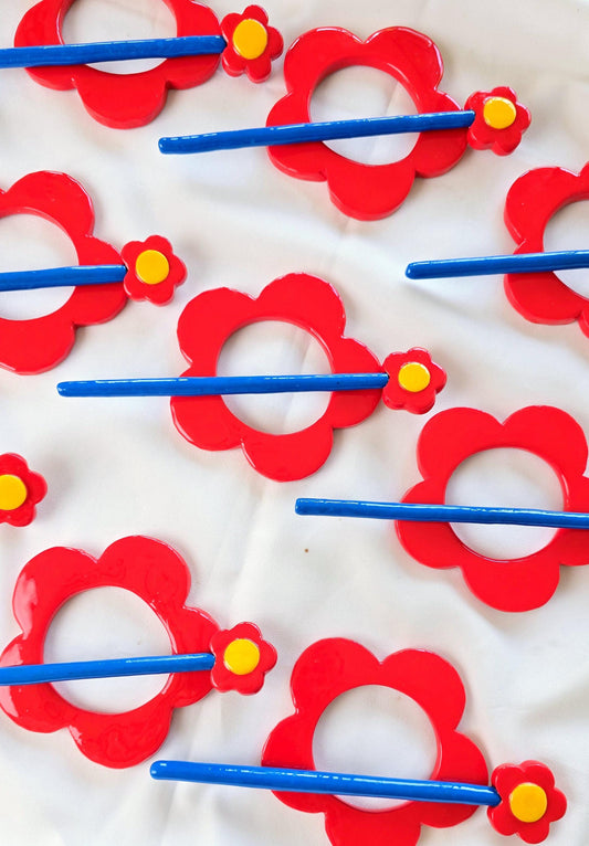 Red Flower Hair Stick