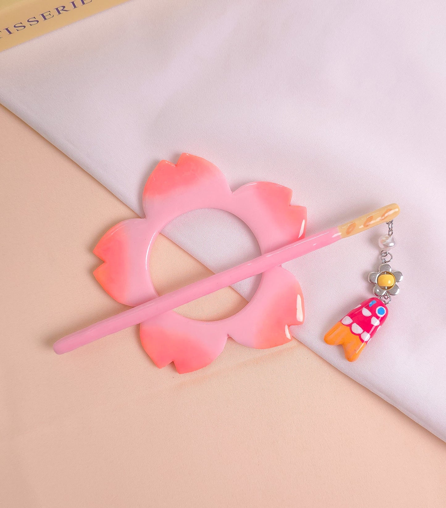 Sakura Blossom Hair Stick with Lucky Fish Charm