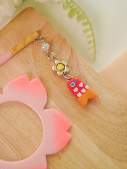 Sakura Blossom Hair Stick with Lucky Fish Charm