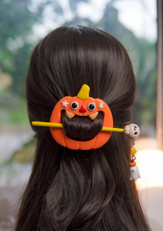 Spooky Pumpkin Ghost Hair Stick