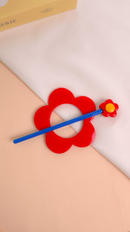 Red Flower Hair Stick
