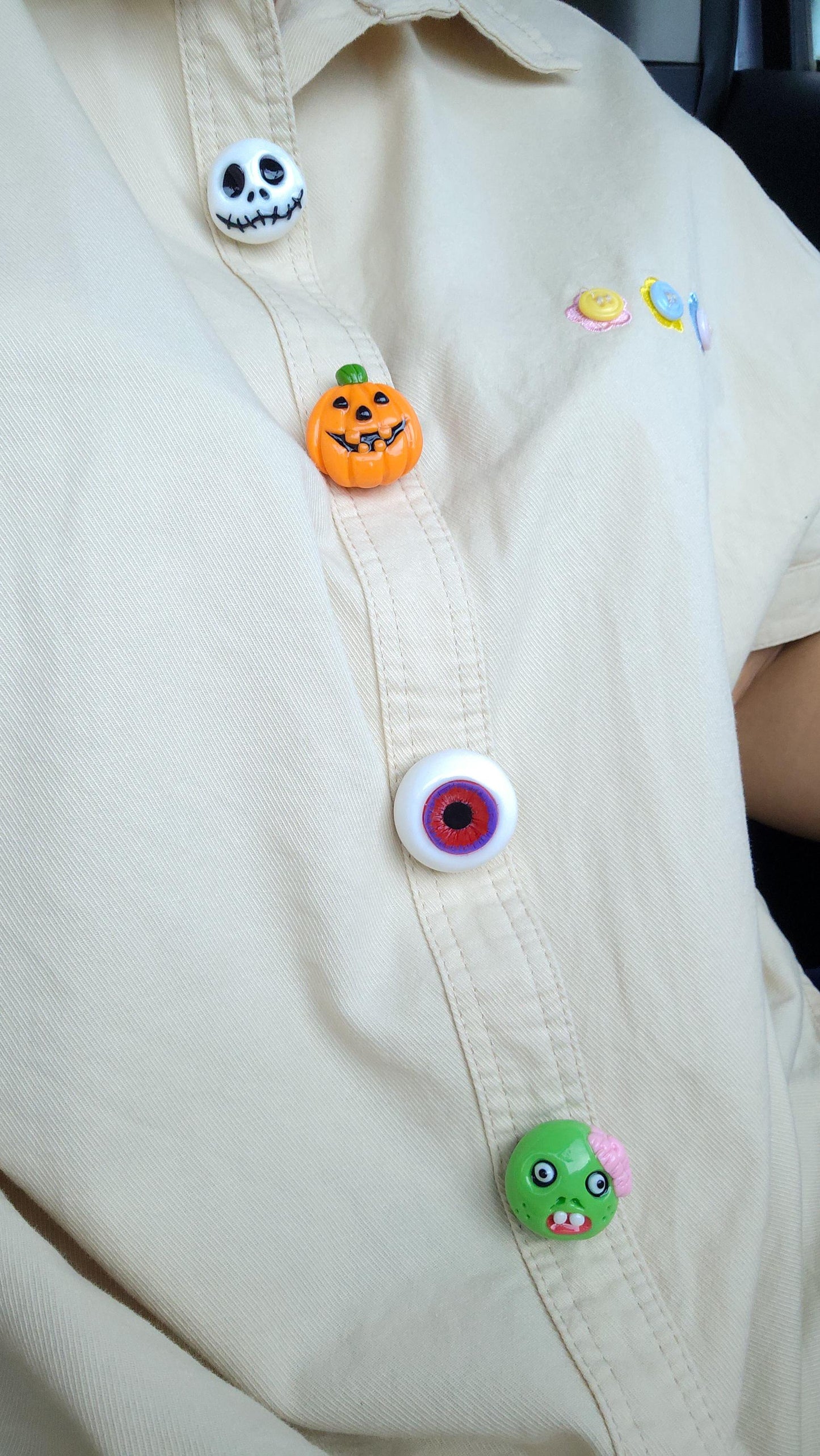 Halloween Button Covers – Handmade Polymer Clay Shirt Button Accessories