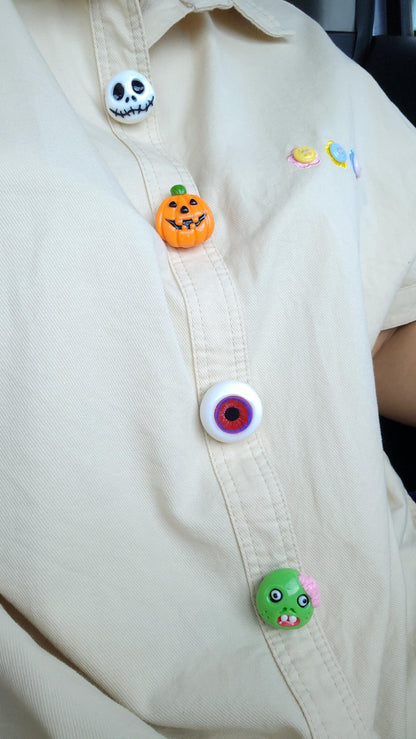 Halloween Button Covers – Handmade Polymer Clay Shirt Button Accessories