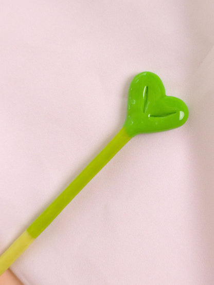 Handmade Polymer Clay Hair Stick with Decorative Top and Charm – Lightweight Hair Accessory