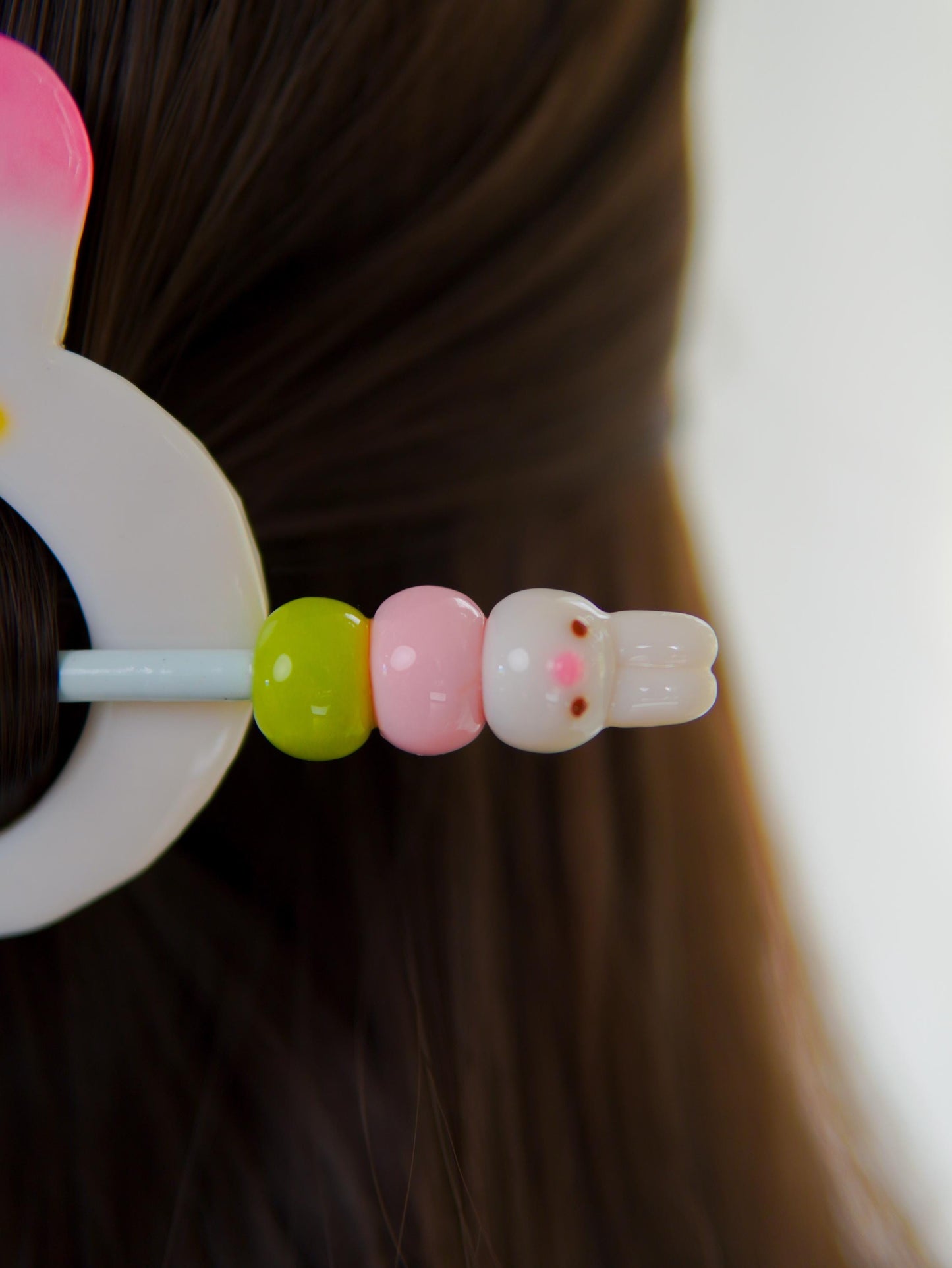 Kawaii Bunny Dango Hair Stick – Pastel Japanese Bun Pin