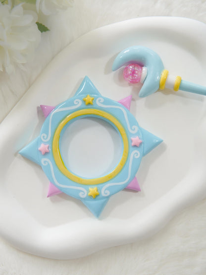 Fairycore Star Hair Stick – Handmade Pastel Moon Bun Pin