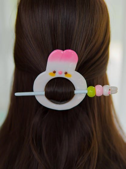 Kawaii Bunny Dango Hair Stick – Pastel Japanese Bun Pin