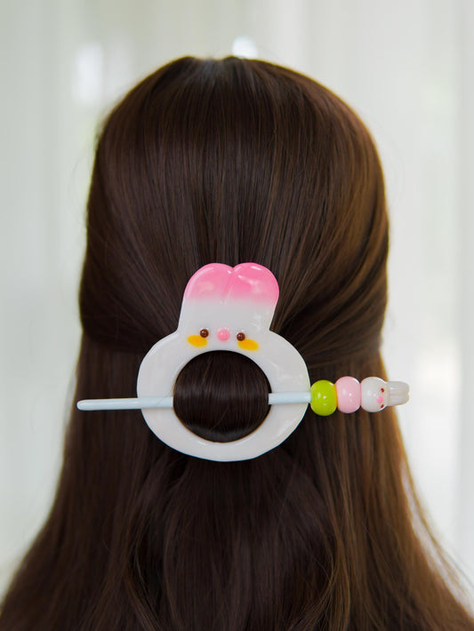 Kawaii Bunny Dango Hair Stick – Pastel Japanese Bun Pin