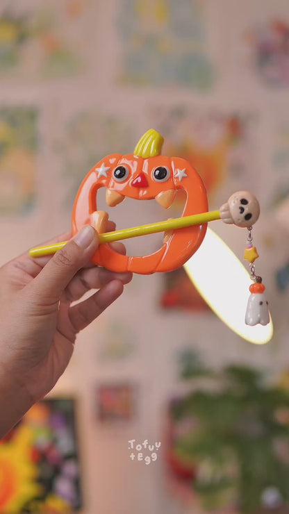 Spooky Pumpkin Ghost Hair Stick